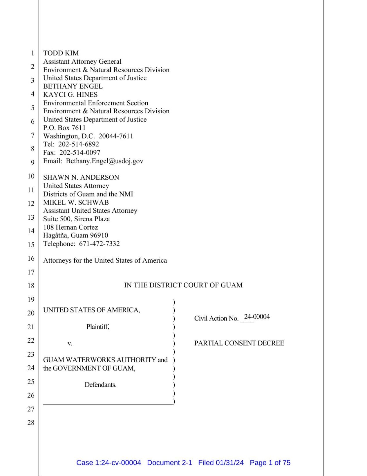 Proposed partial consent decree News