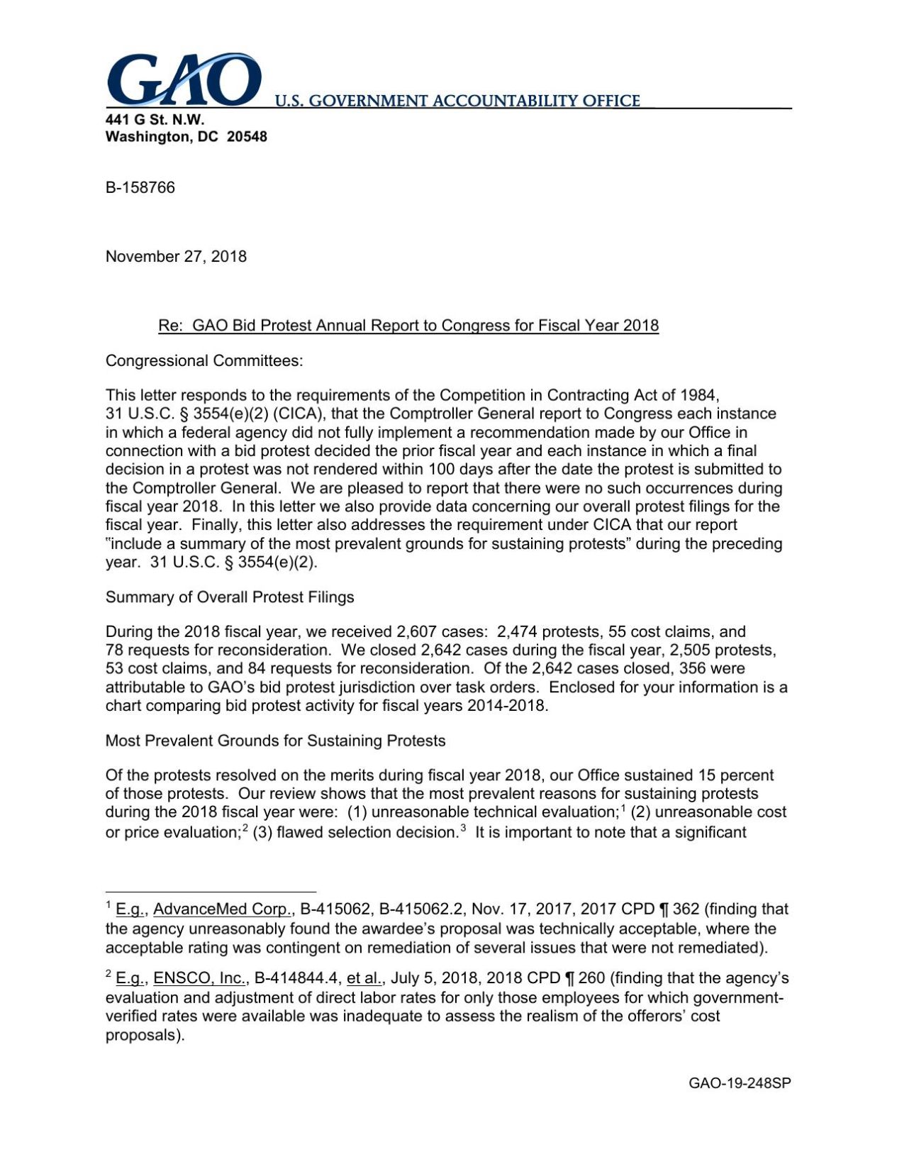 GAO Annual Bid Protest Report 2018 | Guam Business | Postguam.com