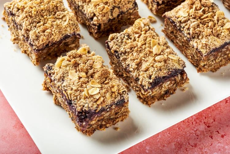 These blueberry crumble bars with a granola vibe are naturally sweet