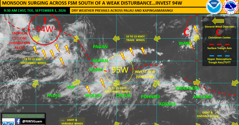 Wind, rain ahead as tropical disturbance nears, 2nd system no threat to Marianas