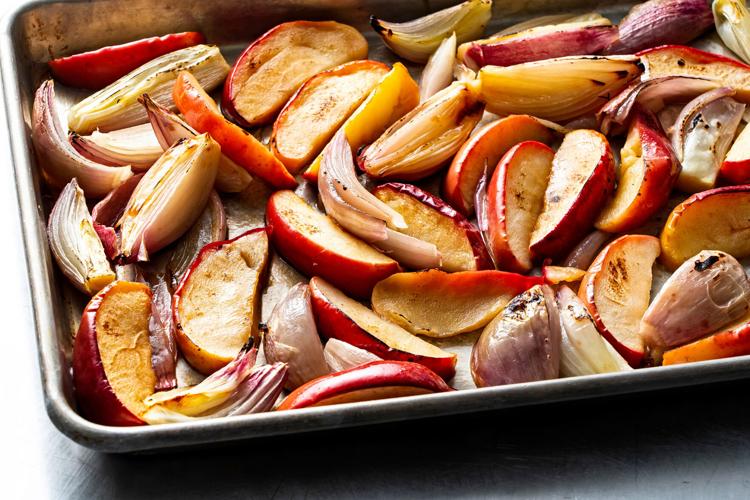 Roast pork tenderloin, apples and shallots for a weeknight fall feast