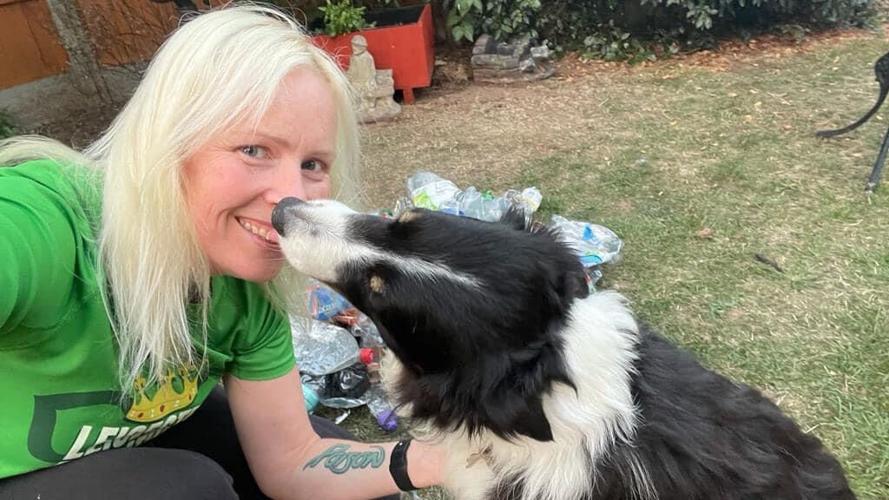 This dog has collected more than 1,000 littered plastic bottles