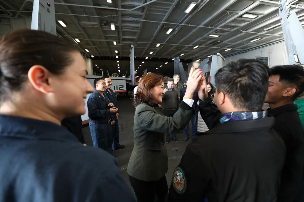 Ambassador Kim greets sailors from Guam aboard USS Harry S. Truman