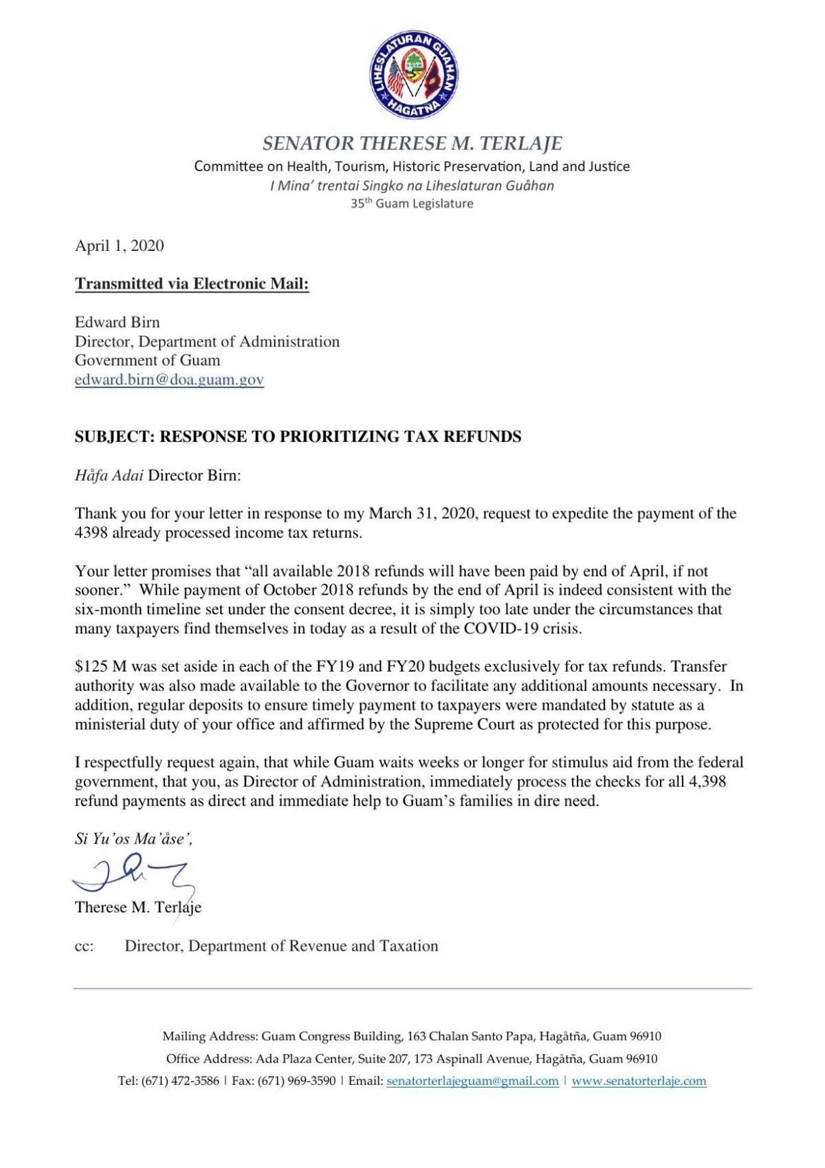 Tax Refund Correspondence Postguam Com