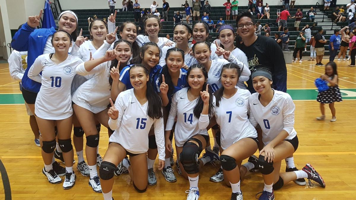 notre dame defends volleyball title guam sports
