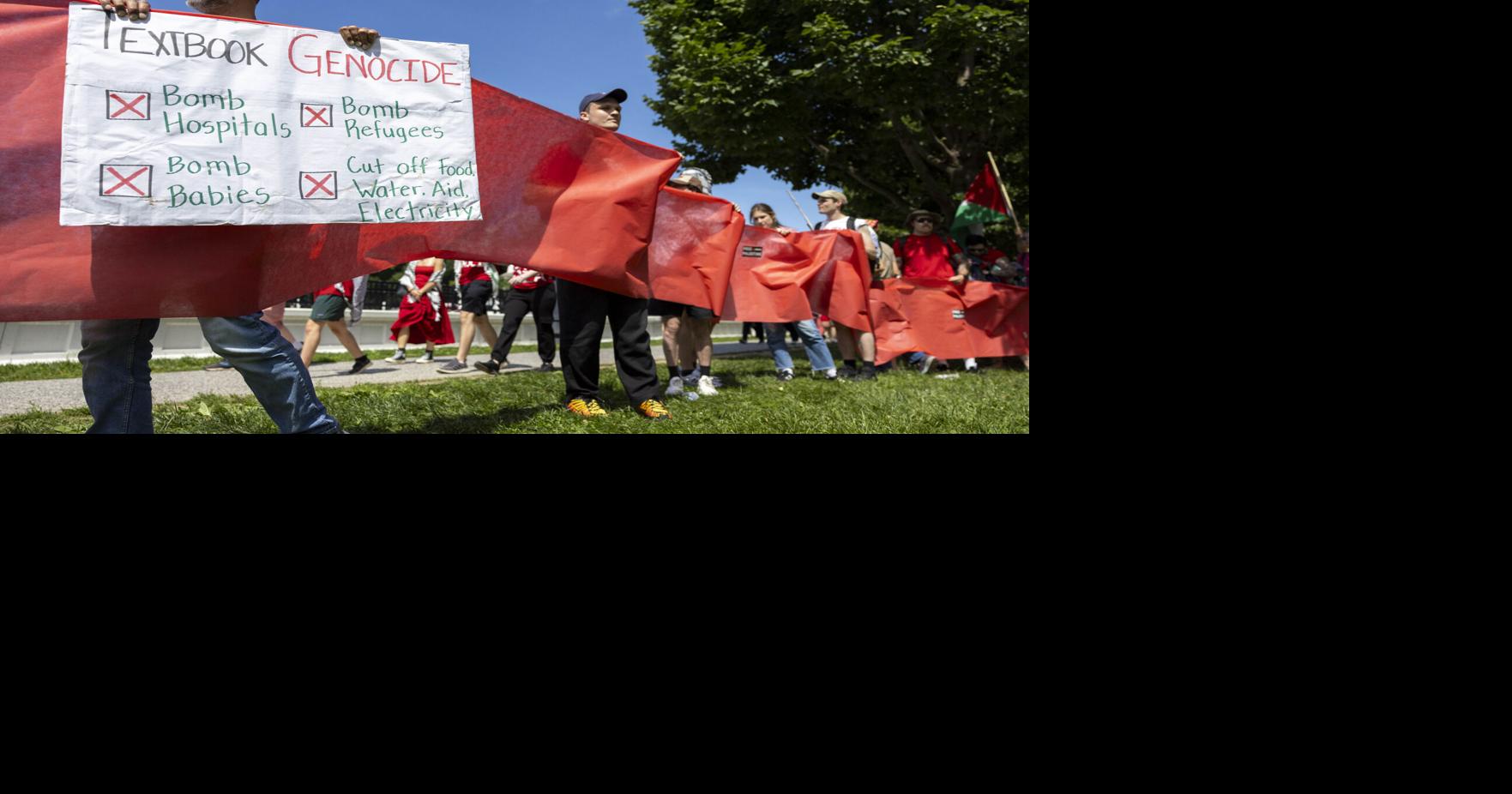 Thousands circle the White House to demand Biden enforce Gaza ‘red line ...