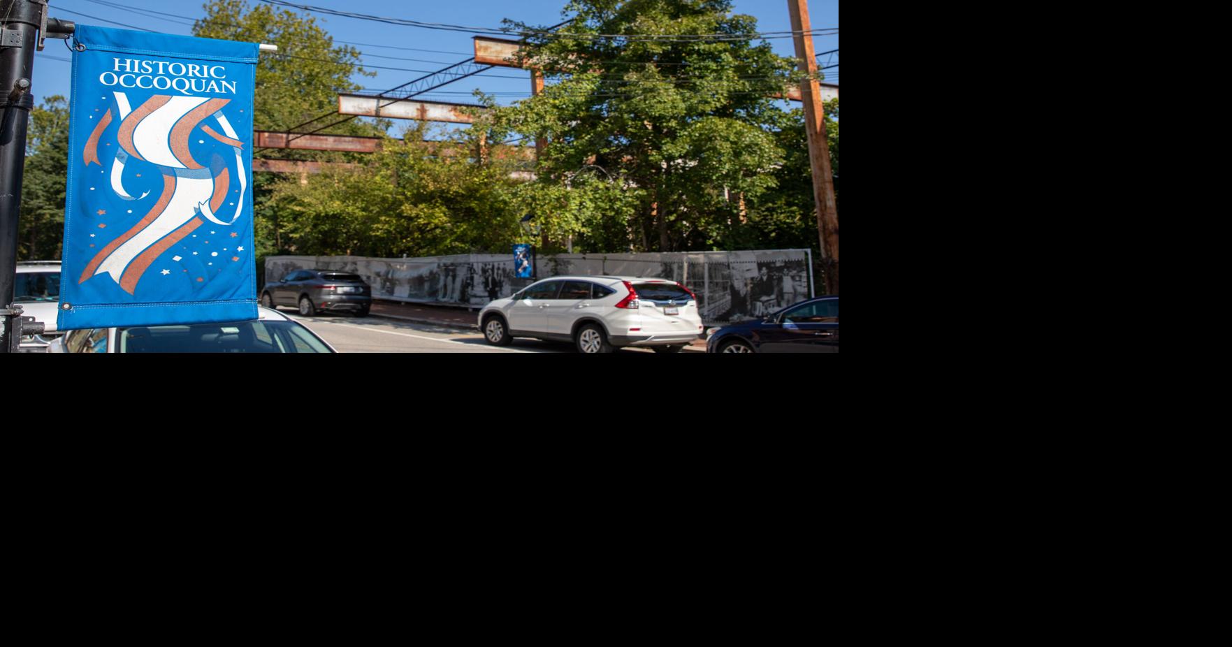 Old Town Occoquan with flags, dry docks