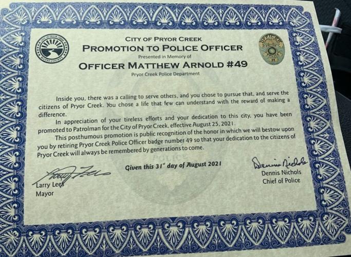 Pryor Police Department Posthumously Hires Matt Arnold Community