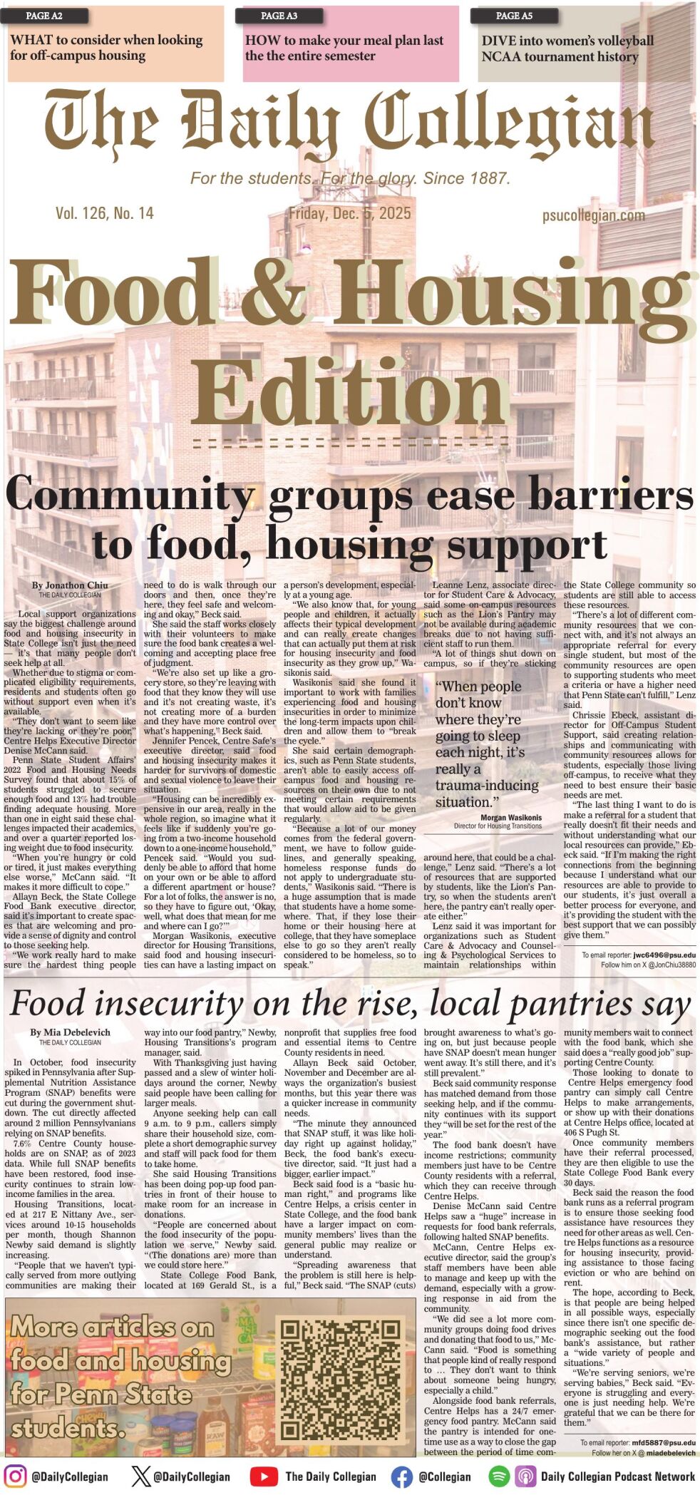 The Daily Collegian for Dec. 5, 2025 | Print Editions | Daily Collegian ...