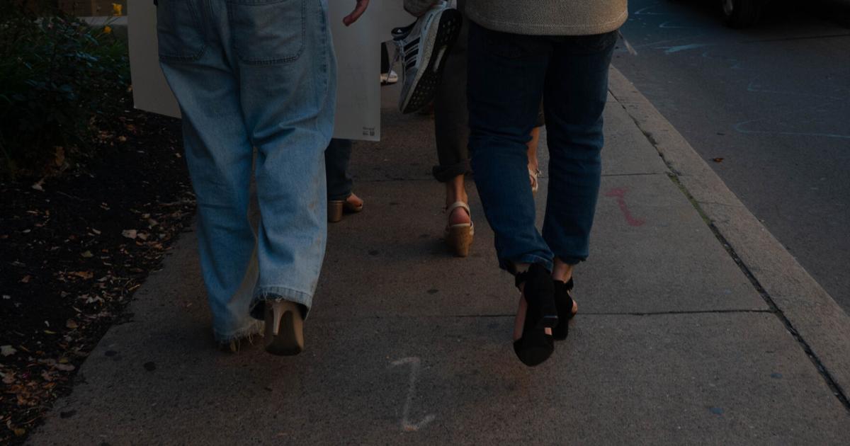Footwear Checklist.pdf walk a mile in her shoes, heels from behind walking | | psucollegian.com