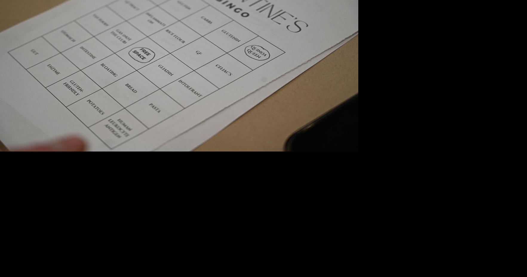 Gluten Avoidant Society, bingo card up close | | psucollegian.com