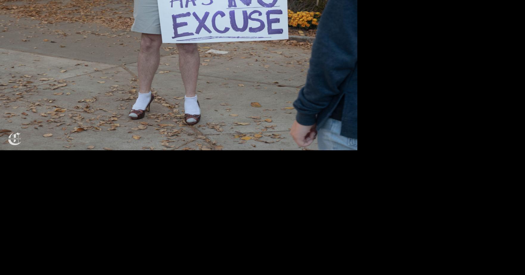 walk a mile in her shoes, guys heels with just sign in | | psucollegian.com