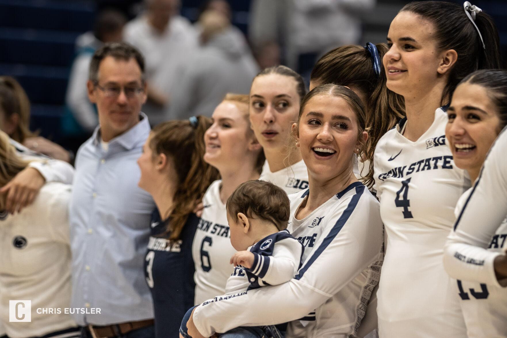 PSU Women's Volleyball V. Northwestern, team sings alma mater with family