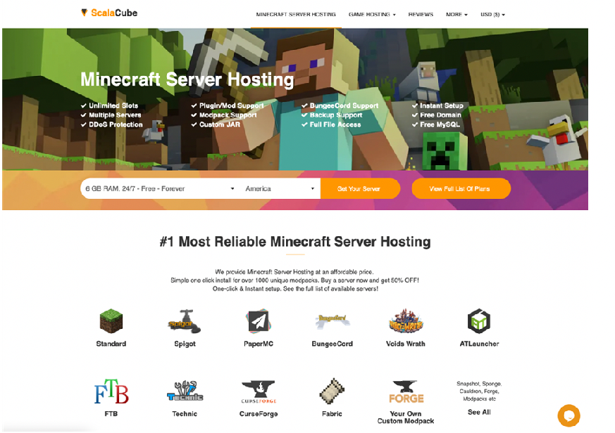 Free Minecraft Server Hosting 24/7 - ScalaCube