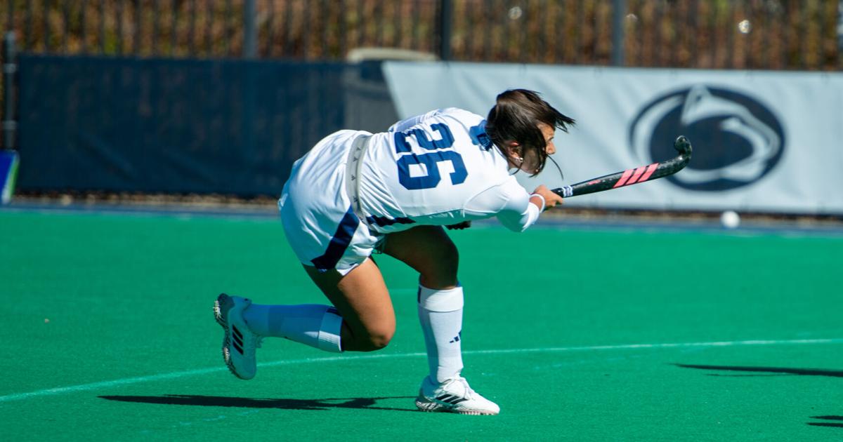 Forward Ella Gaitan scores a goal during the Penn State field hockey game against Michigan at the Field Hockey Complex in University Park, Pa., Sunday, October 18, 2026. The Nittany Lions beat the Wolverines 2-1.