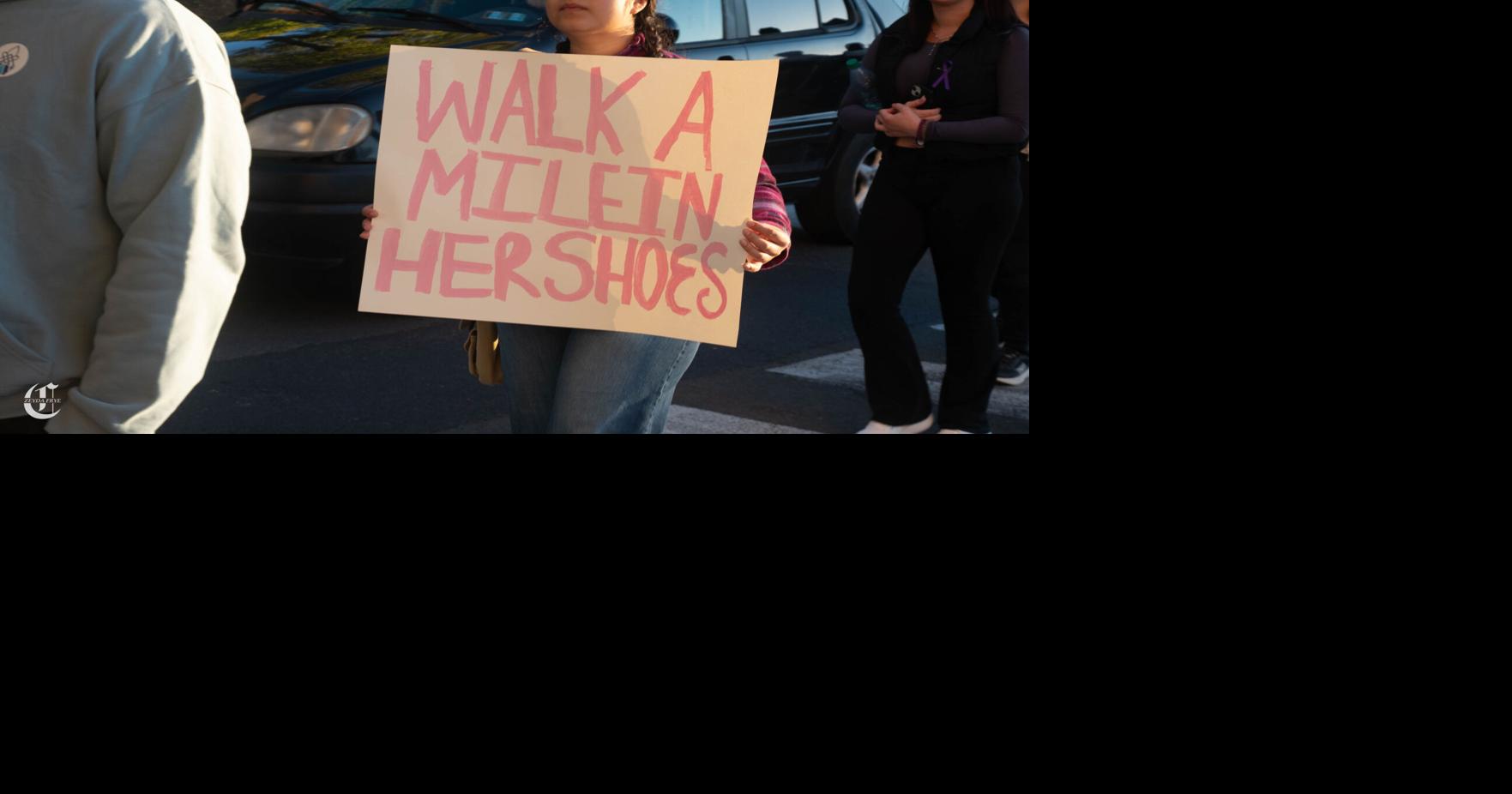 walk a mile in her shoes, student with sign 2 | | psucollegian.com