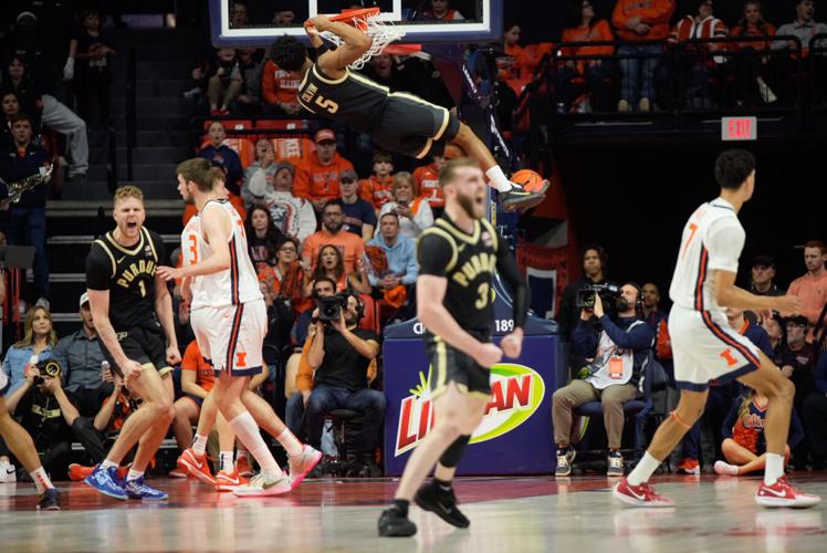 3/7/25 Illinois, Myles Colvin dunk while players yell