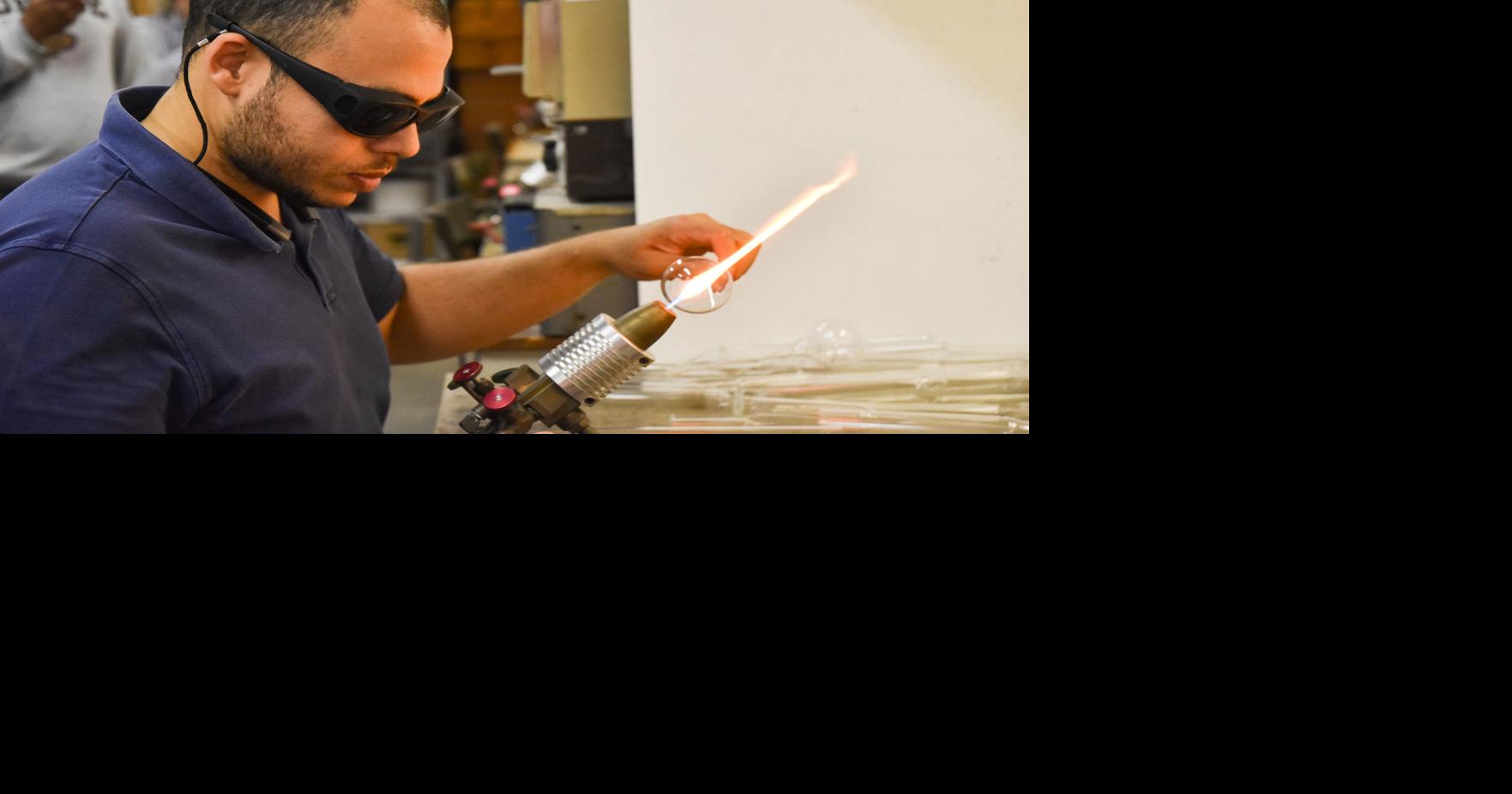 Scientific glassblower demonstrates art at glass lab | Campus ...