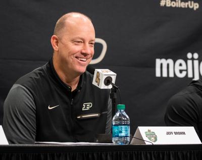 bowl purdue brohm jeff purdueexponent asked laughs announced coach question head play music city after campus