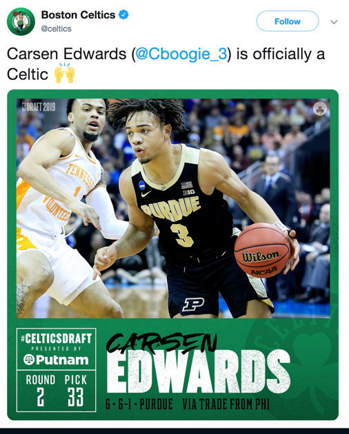 Celtics Acquire Edwards Draft Pick Mens Purdueexponent Org