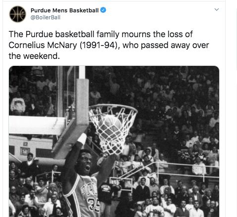 Former Purdue Basketball Player Cornelius Mcnary Dies Basketball
