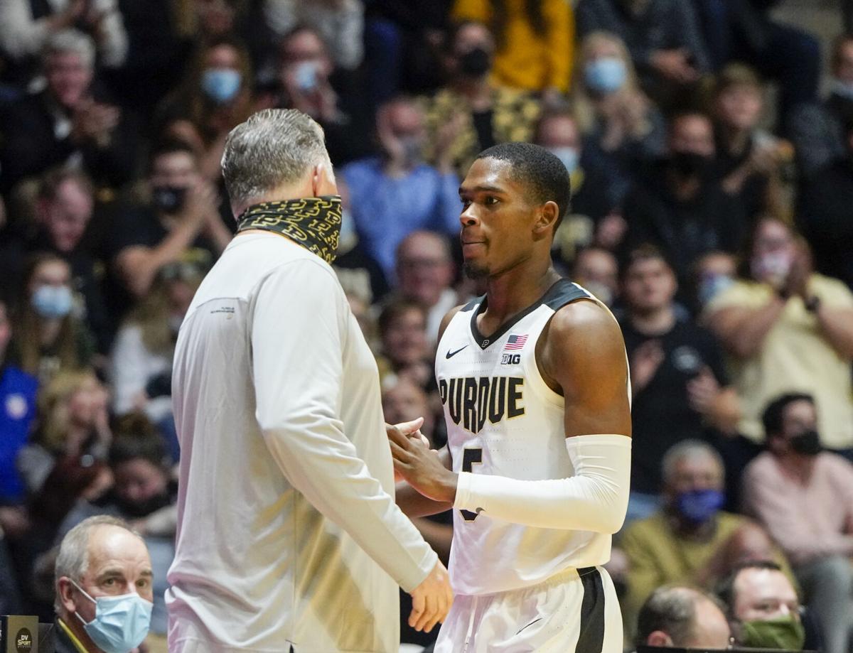 11/16/21 Wright State, Matt Painter congratulates Brandon Newman