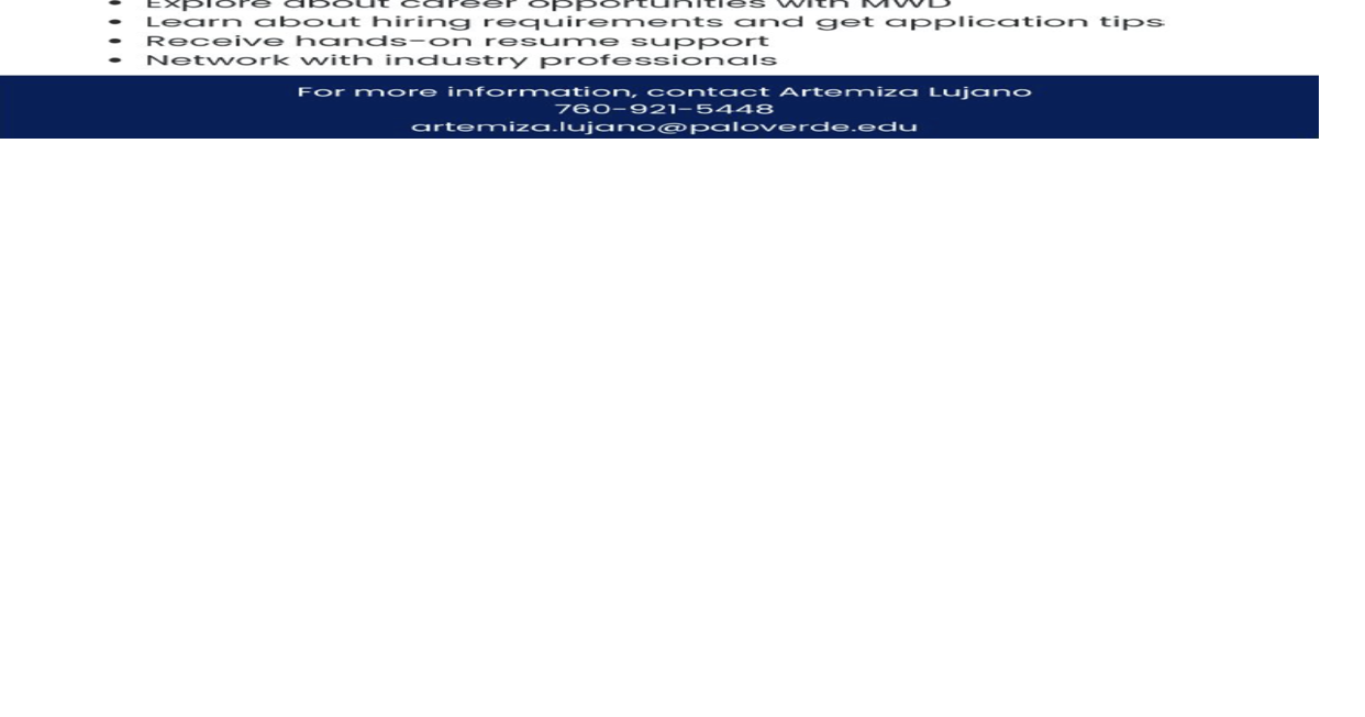 ‘Explore employment opportunities in the water industry’: PVC to host MWD Employment Opportunity Info Sessions March 26