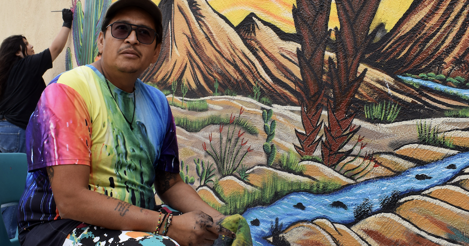 Scorpions’ new campus art: Twin Palms’ students, visiting artist Israel Lopez Arenas bring mural to life