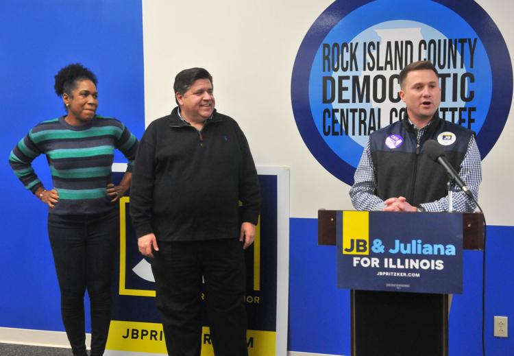 Illinois Governor-elect JB Pritzker stop at the Rock Island County Democratic office