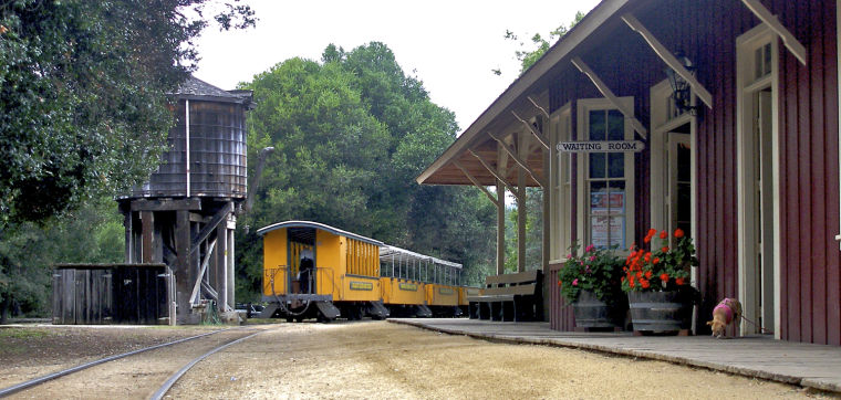 A roaring train through the Northern California redwoods