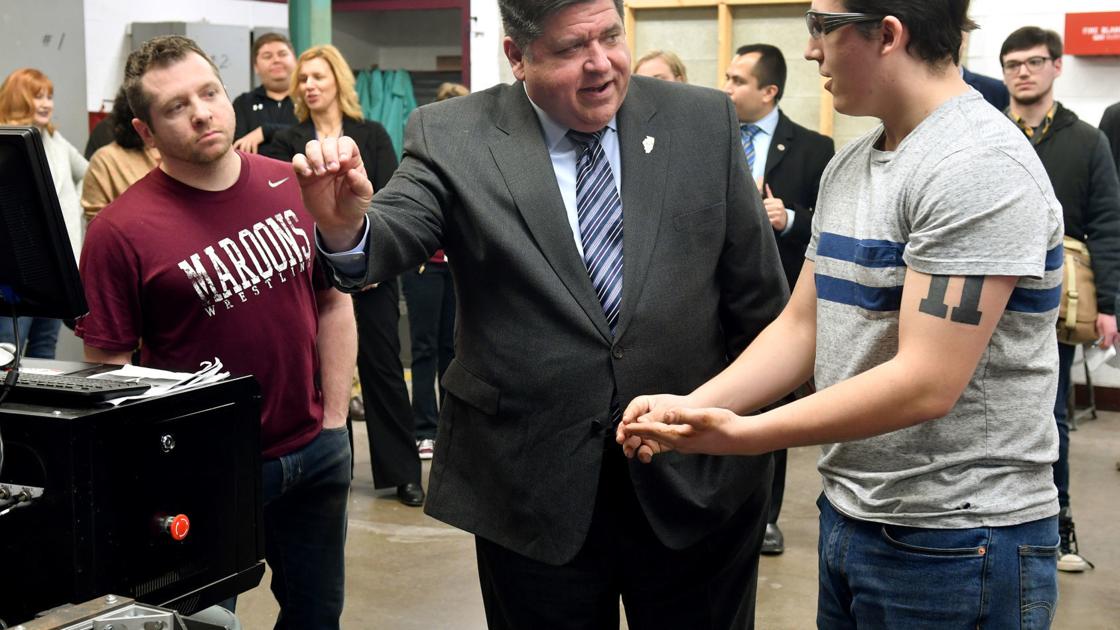 Gov. Pritzker tours Moline High School | Govt-and-politics | qconline.com