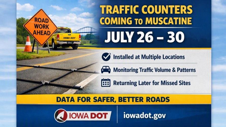 Expect Iowa DOT traffic counters around Muscatine July 26-30