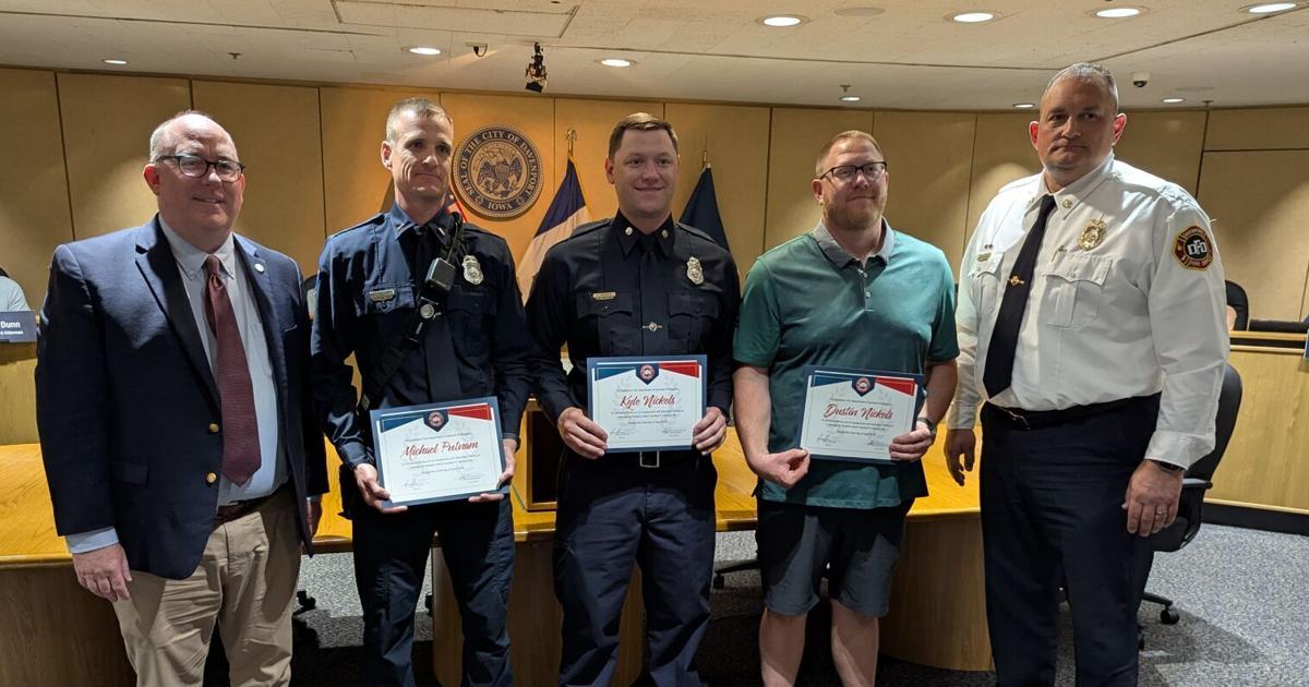 Steven Ferrante Davenport firefighters honored for saving lives off-duty