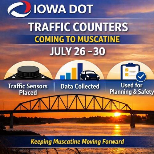 Expect Iowa DOT traffic counters around Muscatine July 26-30