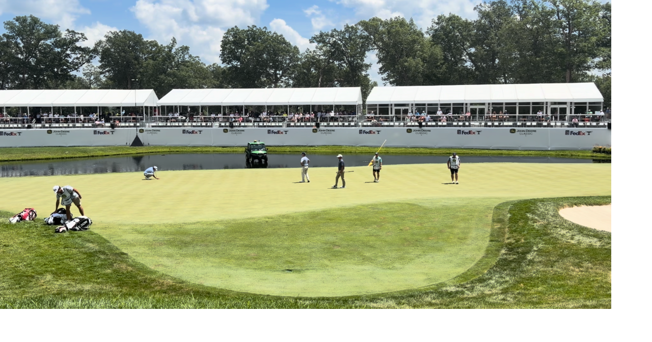 Scenes from the 18th hole at TPC Deere Run