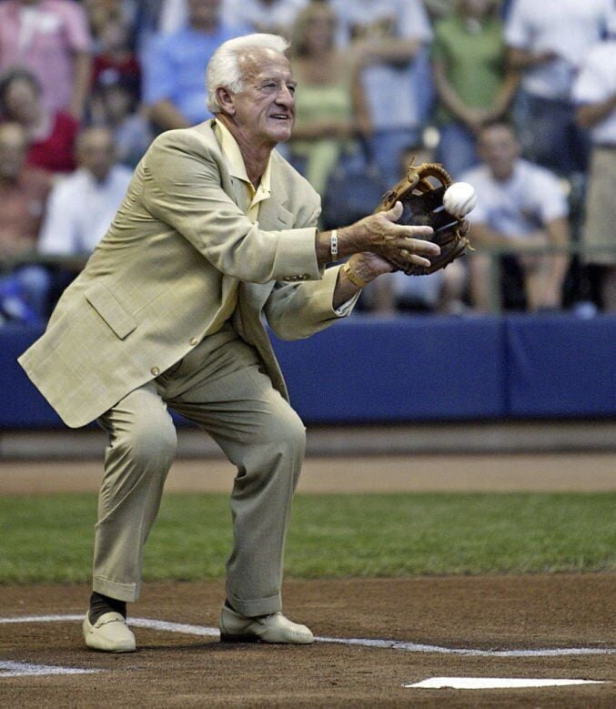 Uecker statue unveiled at Miller Park