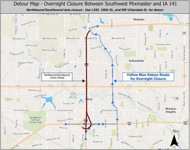 Overnight Closures of southbound and northbound I-35/I-80 scheduled for Oct. 2 and 3