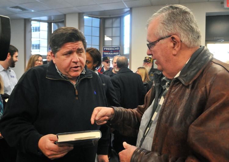 Illinois Governor-elect JB Pritzker stop at the Rock Island County Democratic office