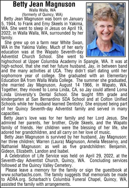 Betty Magnuson | Obituaries | qvpr.com