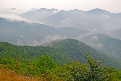 Fog And Mist In The Mountains On The Skyline Drive In Shenandoah National Park In Virginia