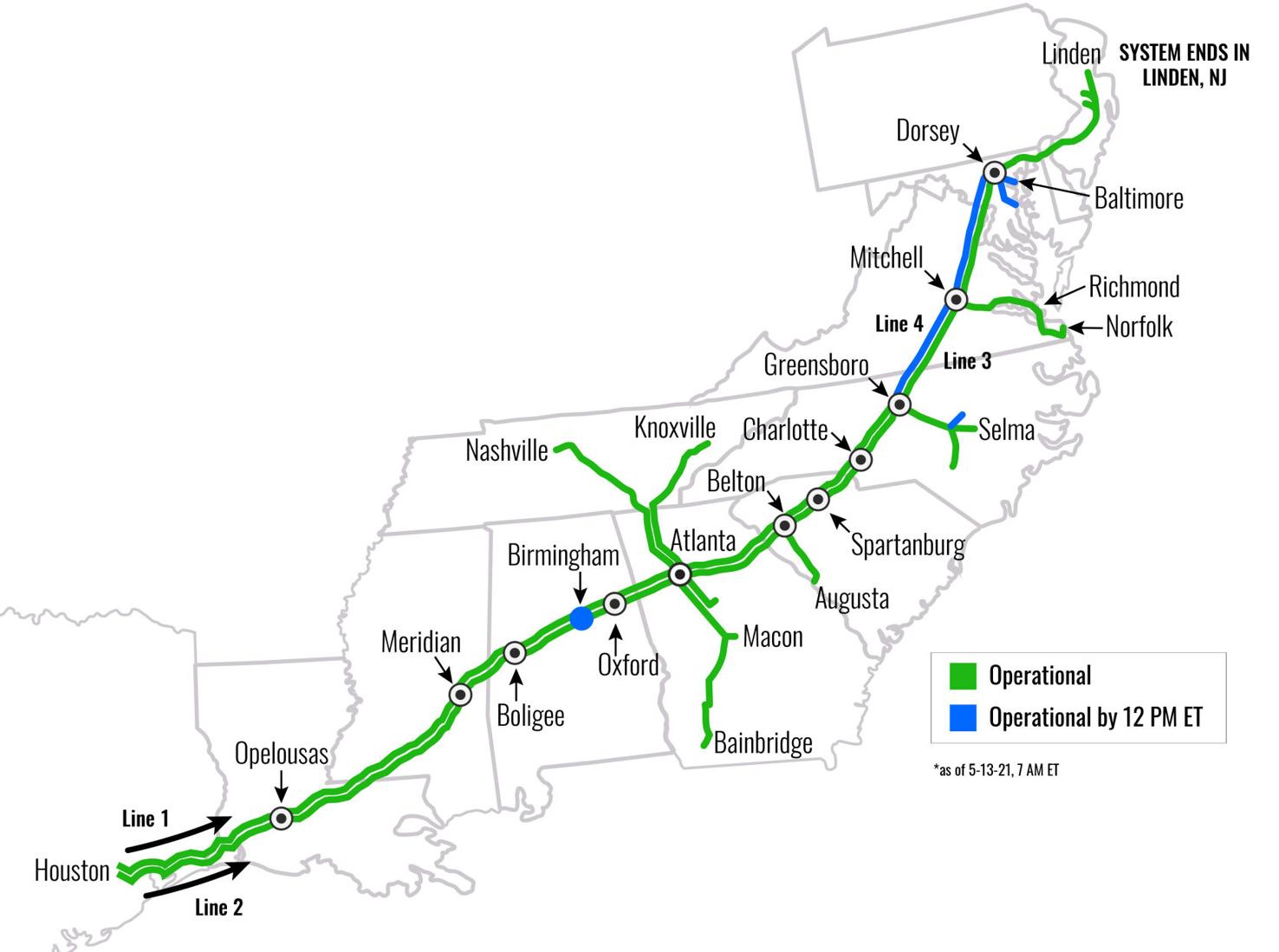 colonial pipeline map