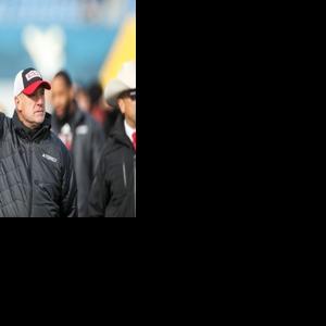 Nov 29, 2025; Morgantown, West Virginia, USA; Texas Tech Red Raiders head coach Joey McGuire says hello to fans during the pregame against the West Virginia Mountaineers at Milan Puskar Stadium. Mandatory Credit: Ben Queen-Imagn Images