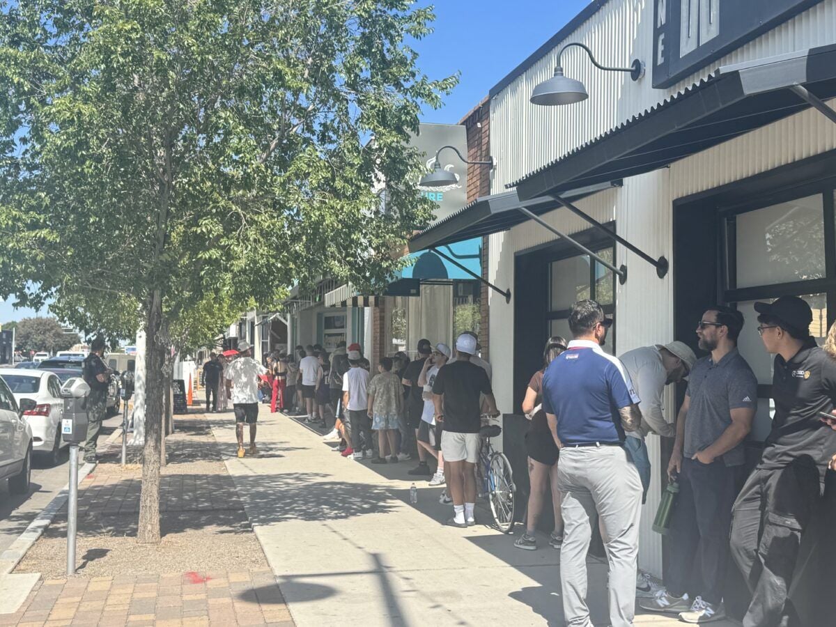 Sneakerheads line up to buy the first Nike official 'Hatch Chile' shoes