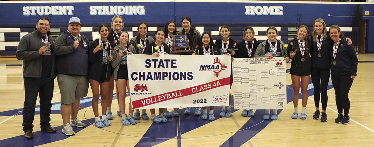 The 2022-2023 Goddard High School Volleyball team after winning the 2022 state championship