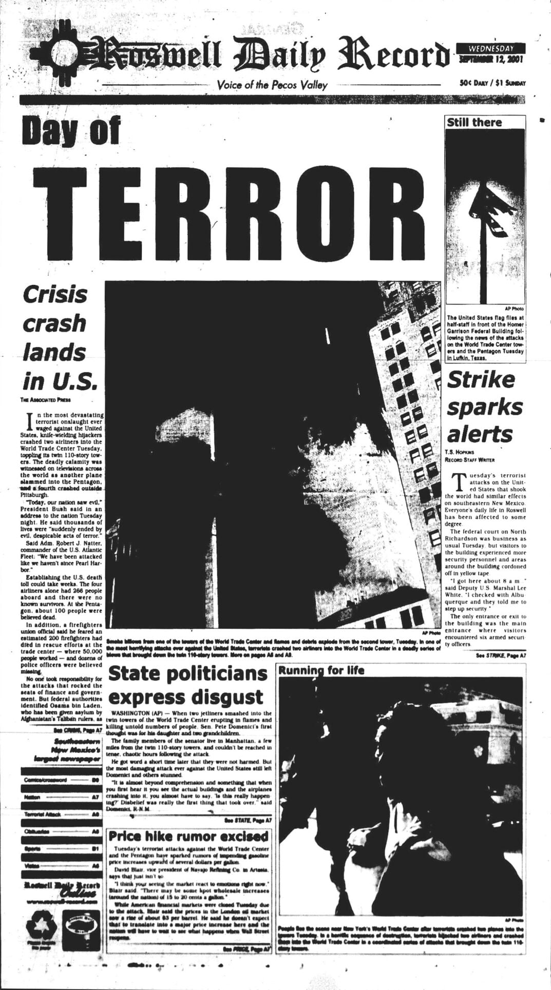 2001: Roswell reacts with shock and compassion
