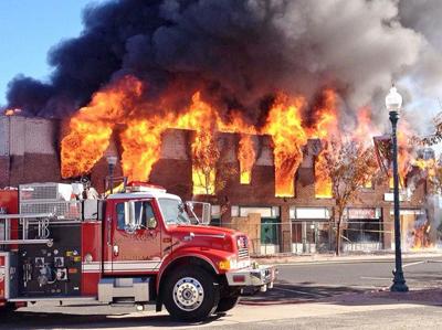 fire building lindsay recorderonline destroyed flames empty shoot commercial saturday destroys