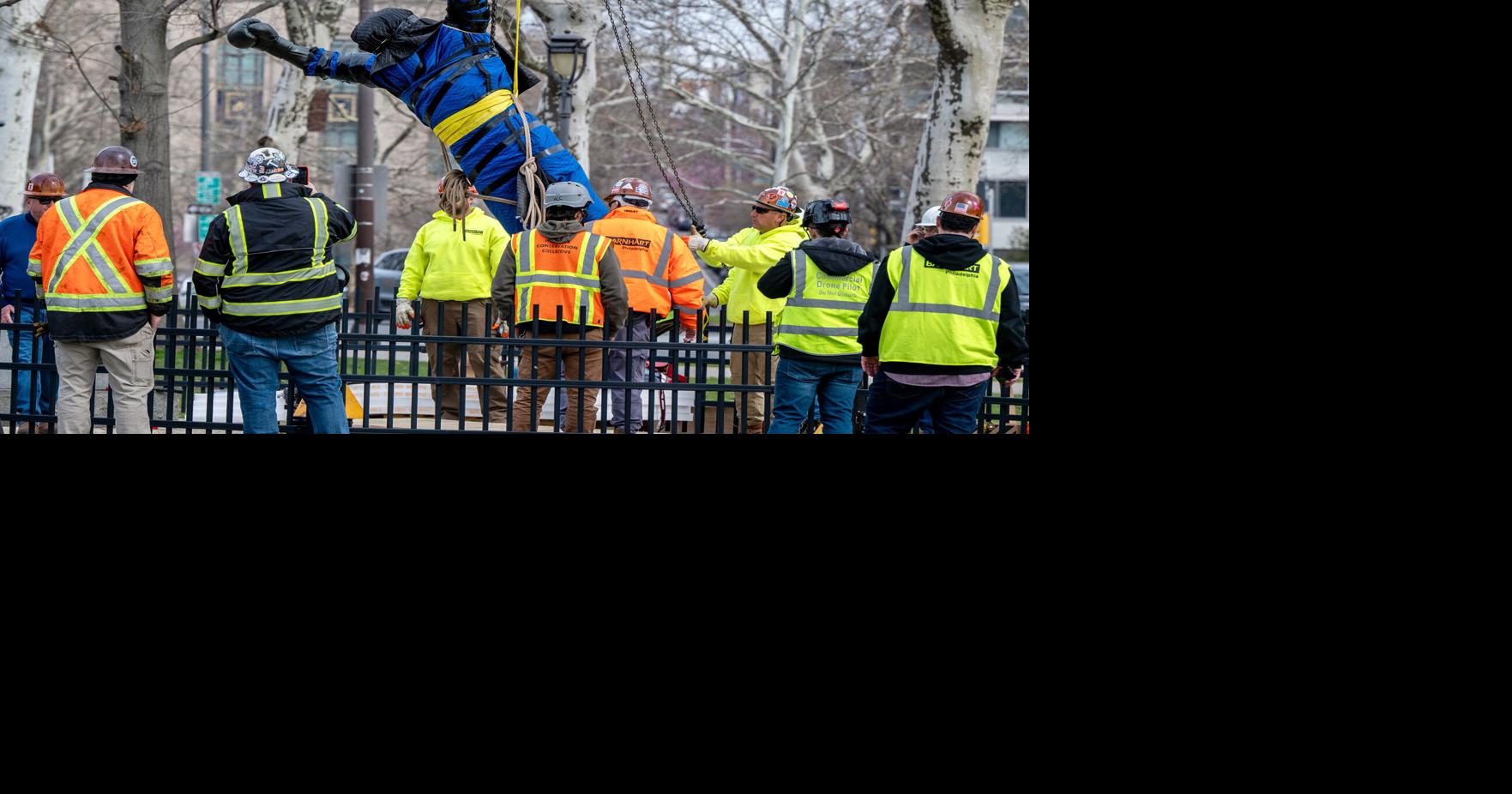 Rocky statue relocated from the base of the Art Museum steps