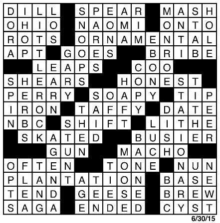 crossword answers 6 30 15 Variety redandblack com