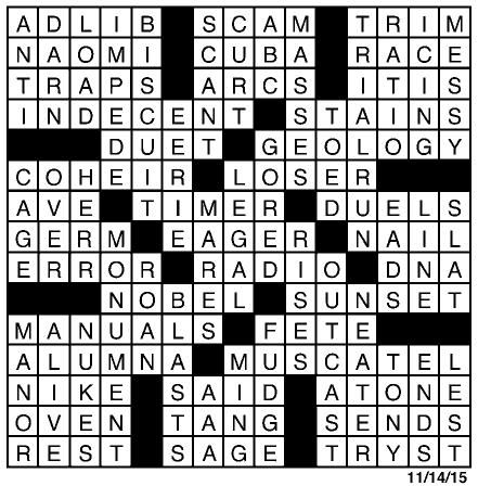 Crossword-answers-november 14 | Puzzles | Redandblack.com