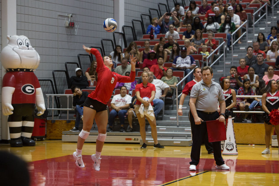 UGA volleyball players Meghan Donovan and Kendall Glover receive SEC